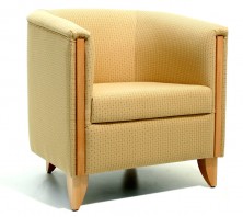 Globe Single Tub Chair. Timber Feature. Available 2 Seater. Any Fabric Colour